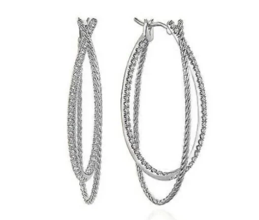 BOUCLES EN OR BLANC SERTIES DE DIAMANTS