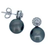 BOUCLES EN OR BLANC SERTIES DE PERLES DE TAHITI ET DE DIAMANTS