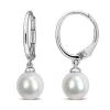 BOUCLES EN OR BLANC SERTIES DE PERLES DE CULTURE AVEC ATTACHES FRANÇAISES