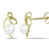 BOUCLES EN OR JAUNE SERTI DE PERLES DpiEAU DOUCE