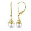 BOUCLES EN OR JAUNE SERTIES DE PERLES DE CULTURE