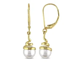 BOUCLES EN OR JAUNE SERTIES DE PERLES DE CULTURE