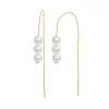 BOUCLES EN OR JAUNE STYLE CHAINETTE SERTIES DE PERLES DE CULTURE