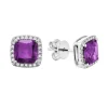 BOUCLES EN OR 10K BLANC SERTIES DpiAMÉTHYSTES ET DE DIAMANTS