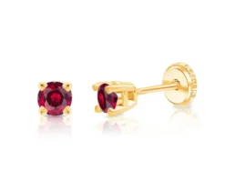 BOUCLES EN OR SERTIES DE PIERRES DE NAISSANCES SYNTHÉTIQUES VARIÉES