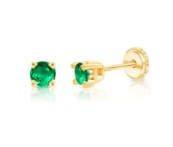 BOUCLES EN OR SERTIES DE PIERRES DE NAISSANCES SYNTHÉTIQUES VARIÉES