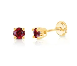BOUCLES EN OR SERTIES DE PIERRES DE NAISSANCES SYNTHÉTIQUES VARIÉES