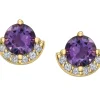 BOUCLES EN OR SERTIES DpiAMÉTHYSTES ET DE DIAMANTS
