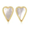 BOUCLES FIXES COEUR AVEC REBORD MILGRAIN SERTIES DE NACRE DE PERLE BLANCHE