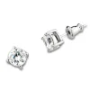 BOUCLES FIXES EN ARGENT RHODIÉ SERTIES DE CUBIQUES ZIRCONIAS