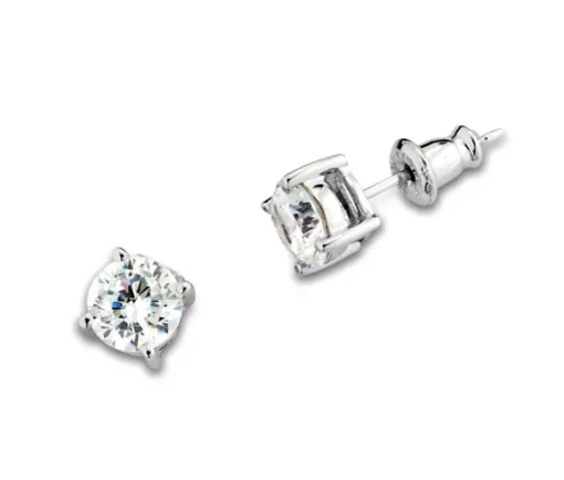 BOUCLES FIXES EN ARGENT RHODIÉ SERTIES DE CUBIQUES ZIRCONIAS