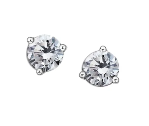 BOUCLES FIXES STYLE MARTINI EN OR BLANC SERTIES DE PIERRES DE NAISSANCES