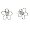 BOUCLES FLEUR AJOURÉE EN ARGENT RHODIÉ SERTIES DE CUBIQUES ZIRCONIAS