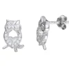 BOUCLES HIBOUX AJOURÉ SERTIES DE CUBIQUES ZIRCONIAS