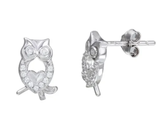 BOUCLES HIBOUX AJOURÉ SERTIES DE CUBIQUES ZIRCONIAS