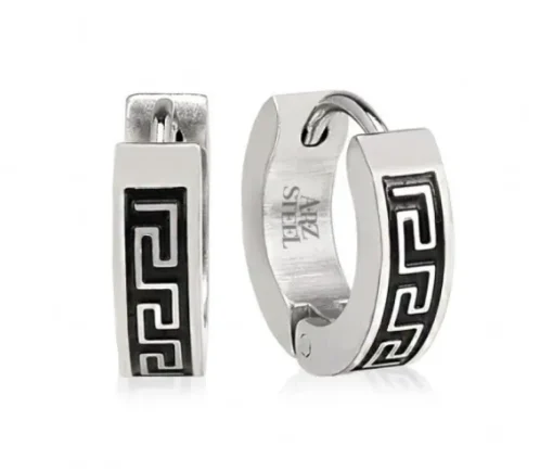 BOUCLES HUGGIES À MOTIF VERSACE EN ACIER/PVD NOIR
