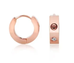 BOUCLES HUGGIES ACIER PLAQUÉ OR ROSE CZ