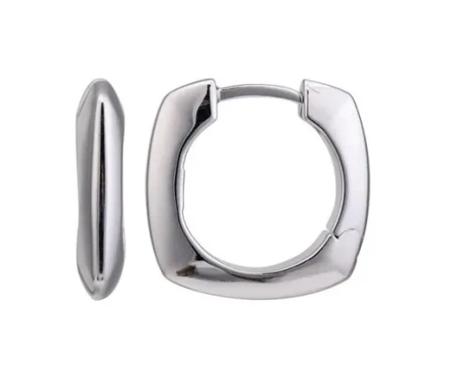 BOUCLES HUGGIES ELLE ARGENT UNIES CARRES
