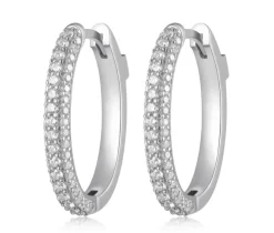 BOUCLES HUGGIES ELLE EN ARGENT RHODIÉ SERTIES DE CUBIQUES ZIRCONIAS