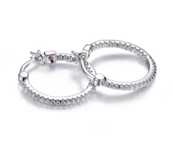 BOUCLES HUGGIES ELLE EN ARGENT RHODIÉ SERTIES DE CUBIQUES ZIRCONIAS