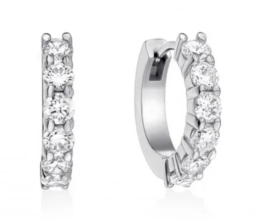 BOUCLES HUGGIES EN ACIER SERTIES DE CUBIQUES ZIRCONIAS