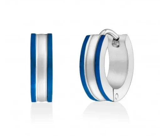 BOUCLES HUGGIES EN ACIER/PVD BLEU 2 TONS
