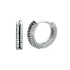 BOUCLES HUGGIES EN ARGENT RHODIÉ SERTIES DE 2 RANGS DE CUBIQUES ZIRCONIAS