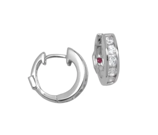 BOUCLES HUGGIES EN ARGENT RHODIÉ SERTIES DE CUBIQUES ZIRCONIAS
