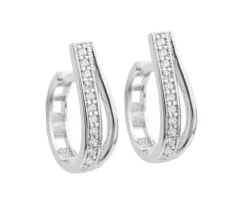 BOUCLES HUGGIES EN OR BLANC SERTIES DE CUBIQUES ZIRCONIAS