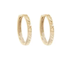 BOUCLES HUGGIES EN OR JAUNE TAILLÉES DIAMANT