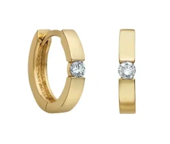 BOUCLES HUGGIES EN OR SERTIES DE DIAMANTS