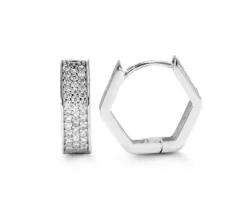 BOUCLES HUGGIES 10K BLANC CZ 4MM 13MM