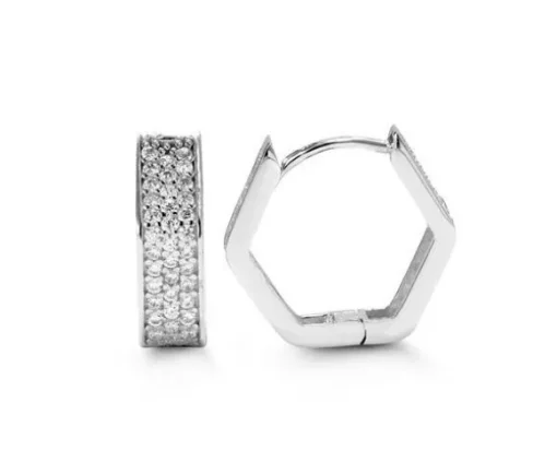 BOUCLES HUGGIES 10K BLANC CZ 4MM 13MM