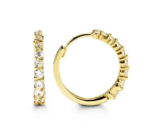 BOUCLES HUGGIES 10K CZ 2.4MM 15.8MM