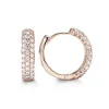 BOUCLES HUGGIES 10K ROSE CZ 3 RANGS 13MM