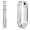 BOUCLES HUGGIES OVALES EN ACIER SERTIES DE CUBIQUES ZIRCONIAS
