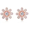 BOUCLES MARGUERITES EN ARGENT/PVD ROSE SERTIES DE CUBIQUES ZIRCONIAS