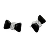 boucles noeud papillon en argent rhodié serties dpiémail noir et de cubiques zirconias