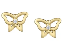 BOUCLES PAPILLON AJOURÉ EN OR SERTIES DE DIAMANTS