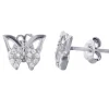 BOUCLES PAPILLONS EN ARGENT RHODIÉ SERTIES DE CUBIQUES ZIRCONIAS