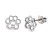 BOUCLES PATTE CHAT/CHIEN EN ARGENT RHODIÉ SERTIES DE CUBIQUES ZICONIAS