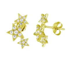 BOUCLES TOMBÉE DpiÉTOILES EN ARGENT RHODIÉ SERTIES DE CUBIQUES ZIRCONIAS