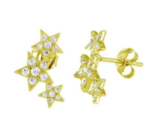 BOUCLES TOMBÉE DpiÉTOILES EN ARGENT RHODIÉ SERTIES DE CUBIQUES ZIRCONIAS