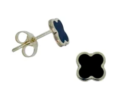 BOUCLES TRÈFLES EN OR JAUNE SERTIES DpiONYX