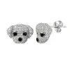 BOUCLES TÊTE DE CHIEN EN ARGENT RHODIÉ SERTIES DE CUBIQUES ZIRCONIAS