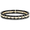 BRACELET À MAILLE DOME EN ACIER/PVD NOIR ET PVD OR