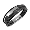 bracelet acier cuir noir multi strap 8.5+0.5po