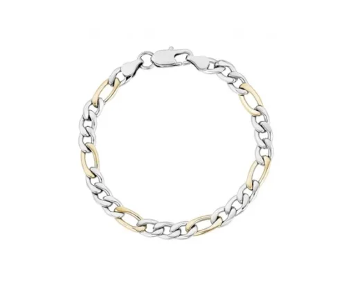 BRACELET ACIER/PVD OR FIGARO 7MM 7.5po