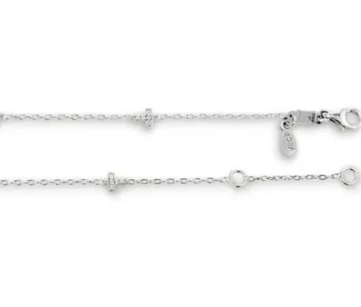 BRACELET BÉBÉ 10K BLANC CROIX CZ 6" AJUS