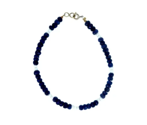 BRACELET DE PIERRES VÉRITABLES FACETÉES ET DE NACRE AVEC FERMOIR EN OR